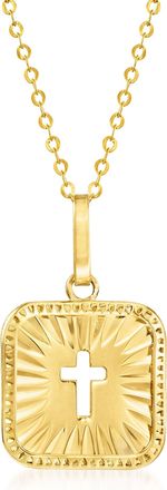 Ross-Simons Italian 18kt Yellow Gold Cross Tag Pendant Necklace