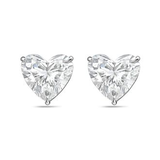 Diana M. Jewels 14Kt White Gold 2.50 cts Lab Grown Heart shaped Diamond Studs