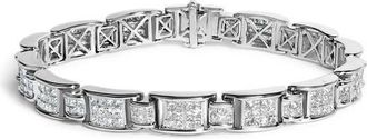 House of Brilliance 18K White Gold 5.0 Carat Princess Diamond Buckle Link Bracelet at Nordstrom