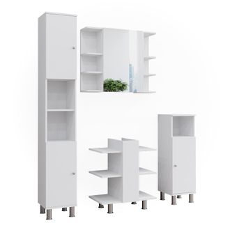 Vicco Set De Muebles De Ba&ntilde;o Fynn, Blanco, 4 Partes