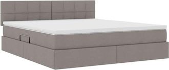 vidaXL Bed with LED Strip Lights Taupe 180 x 200 cm Fabric vidaXL