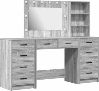 vidaXL Mesa De Tocador Con Caj&oacute;n 3 Pcs Gris 40 X 41 X 135 Cm Vidaxl