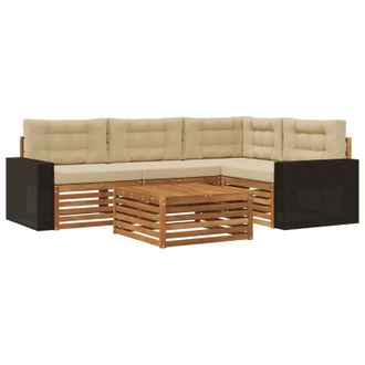 vidaXL Conjunto De Sof&aacute;s De Exterior 5 Pcs Natural Y Beige Vidaxl