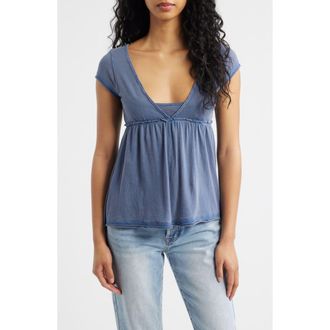 BDG Tina Layered Cotton Babydoll Top in Blue at Nordstrom, Size X-Small