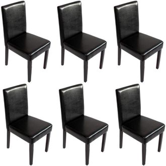 Hhg Set 6x sedie Littau ecopelle soggiorno cucina sala da pranzo 56x43x90cm nero piedi scuri