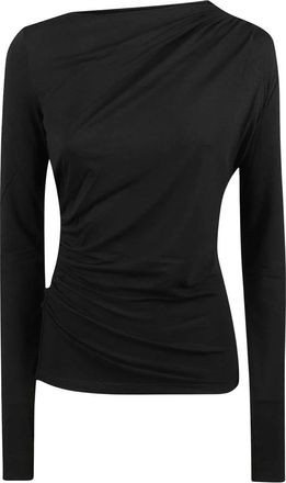 Patrizia Pepe Long Sleeve Top - Dames - Longsleeves - Zwart - S - Wol - Tops