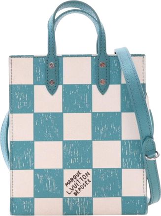 Louis Vuitton Pre-owned Womens Checkered Print Tote Bag - Light Blue Leather - One Size