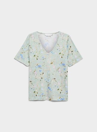 Contemporaine Womens Pure linen V-neck T-shirt