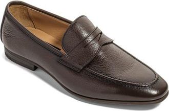 To Boot New York Merritt Pebbled Leather Penny Loafer in Dark Brown at Nordstrom, Size 10.5