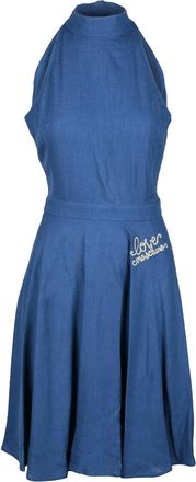 Love Moschino Blue Viscose Linen Midi Dress