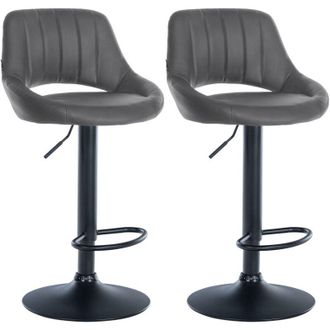 Clp Set da 2 sgabelli da bar Milet in similpelle grigio Metallo nero opaco