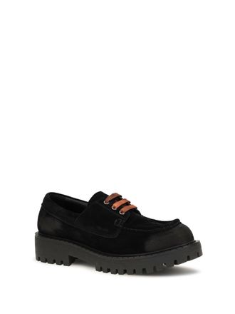 Prada Mens Suede Lace-Up Loafers Nero Upper: Suede; Sole: Rubber Lace Up
