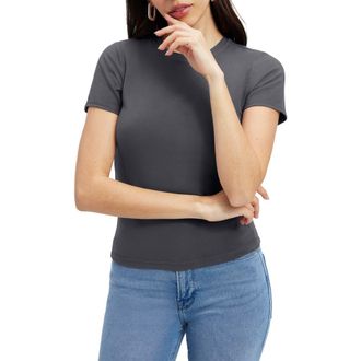 Good American Super Stretch Baby Tee in Carbon003 at Nordstrom Rack, Size X-Small