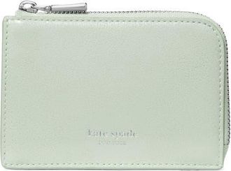 Kate Spade New York mini glazed leather zip card case in Mint Frosting at Nordstrom
