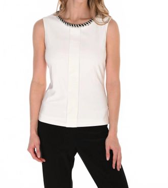 Frank Lyman Design Bedazzled Neckline Sleeveless Top In Off-White / Ivory