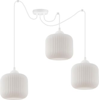 OEM L&aacute;mpara Colgante Spider Riffle Blanca 3 Platos Pantalla Cilindrada Blanca E27