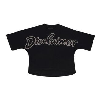 Disclaimer T-Shirts, female, Black, M, Black Logo Crop Tee with Strass