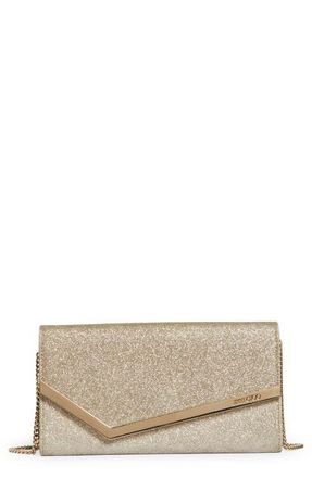 Jimmy Choo London Emmie Dusty Glitter Clutch in Platinum Ice at Nordstrom