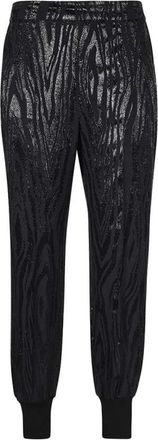 Stella McCartney Lurex Joggingbroek met Geribbelde Enkelboorden - Dames - Sweatpants - Zwart - XS - Katoen - Broeken