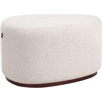 Beliani Beliani - Sgabello moderno imbottito in tessuto Pouf daccento con motivo solido Beige chiaro Saco