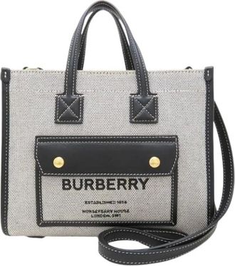Burberry Pre-owned Mini Bags, female, Gray, Size: ONE SIZE Pre-owned Mini Canvas Shoulder Bag