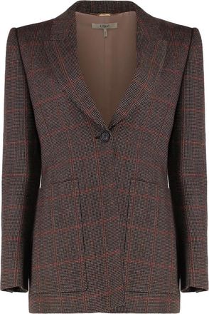 Chlo&eacute; Wol Zijde Revers Jas - Dames - Blazers - Bruin - 2XS - Wol - Jassen