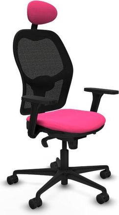 Piqueras y Crespo Piqueras Y Crespo - Jorquera Sincro Malla Negra Similpiel Rosa Brazos 3d Base Nailon Cabecero Fijo Ruedas 65mm Nailon