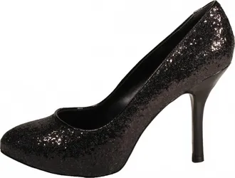 Nina Womens Zelda Heeled Pump In Black Chunky Glitter