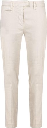 Dondup slim cropped trousers - women - Cotton/Lyocell/Linen/Flax/Elastane - 24 - Neutrals
