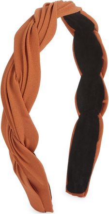 Tasha Braided Pleated Headband in Rust at Nordstrom