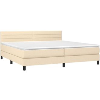 vidaXL Vidaxl - Cama Box Spring Con Colch&oacute;n Tela Color Crema 200x200 Cm