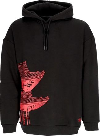Dolly Noire Tokyo Over Hoodie Zwart/Magenta - Heren - Hoodies - Zwart - S - Katoen - Hoodies & sweatvesten