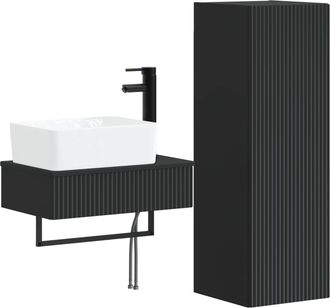 vidaXL Juego De Muebles De Ba&ntilde;o 2 Uds. Negro 33 X 34,5 X 100 Cm Vidaxl