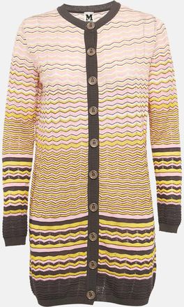 M Missoni Pink Zig Zag Knit Long Cardigan