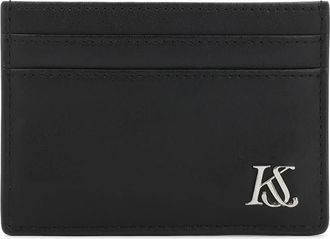 Kazar Zwarte leren kaarthouder met logo - Dames - Portefeuilles - Zwart - ONE Size - Leer - Accessoires