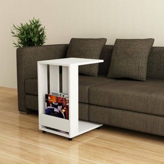 Dmora Mesa De Centro Muifa, Revistero, Forma Rectangular, Tablero De Madera Aglomerada, 37x45x60h Cm Blanco