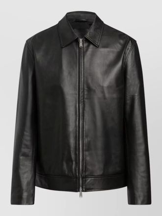 Dondup leather coat long sleeves collared design