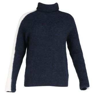 Ganni Ganni Knitted Turtleneck Sweater in Navy Blue Wool