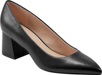 Marc Fisher Lewisa Pointed Toe Pump in Black Leather at Nordstrom Rack, Size 5.5