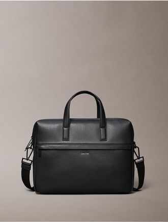 Calvin Klein Mens Pebbled Laptop Bag - Black