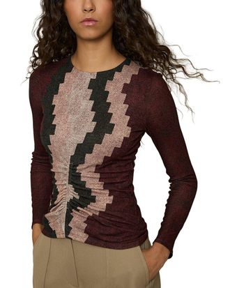 Reiss Gianna Printed Wool-Blend Top