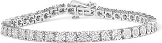 House of Brilliance 925 Sterling Silver 3.0 Cttw Diamond Illusion-Set Miracle Plate Tennis Bracelet