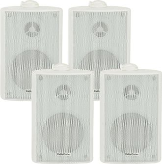 Loops 4x 4 70W White Outdoor Rated Garden Wall Speakers Wall Mounted HiFi 8Ohm & 100V
