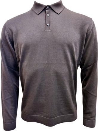 Roberto Collina Merino Polo Lange Mouw - Heren - Polos - Grijs - 3XL - Wol - Tops