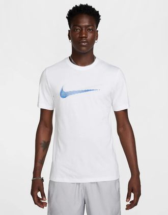 Nike Mens Nike Spring T-shirt White/Blue - Size: 40