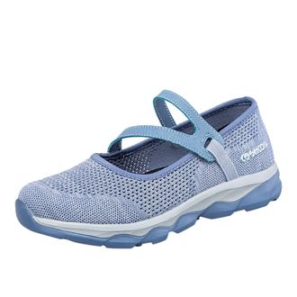 Generic Running Shoes E Ladies Fashion Mesh Breathable Non Soft Sole Casual Women Athletic Shoes Flat Feet (Blue, 5.5)