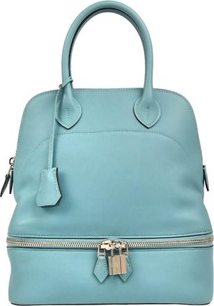 Herm&egrave;s Bolide Secret Bag Swift Blue Leather Handbag (Pre-Owned)
