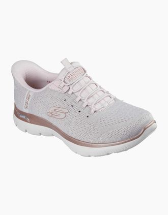 Skechers Womens Skechers Arch Fit Summits - Soft Shimmer Textile Womens Light Pink Standard Trainers - Size: 3