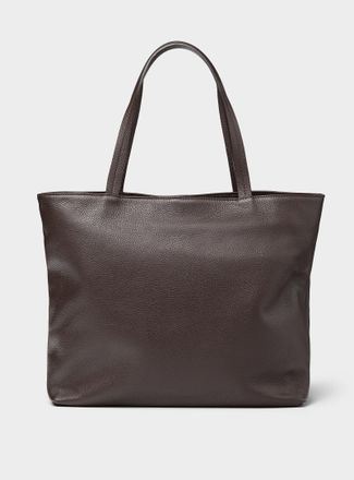 Simons Womens Pebbled leather zipped Tote Bag Exclusive collection from Italy