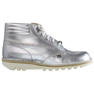 Kickers Throwback Ankle Womens Silver Boots Leather - Size UK 3